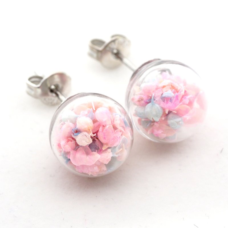爱家作- OMYWAY DIY 干花  玻璃球 耳针 耳环 耳勾 垂挂 耳夹  1cm - 耳环/耳夹 - 玻璃 
