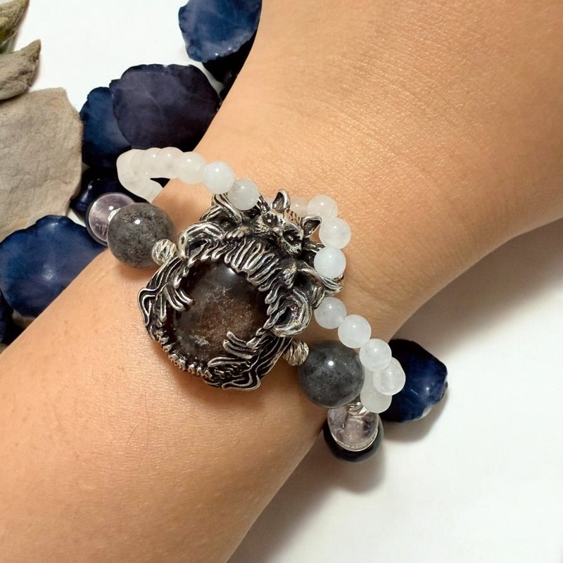 幽光灵影手链 黑曜石 金运石 白玉髓 黄阿塞 蓝虎眼 尾牙穿搭 - 手链/手环 - 水晶 黑色