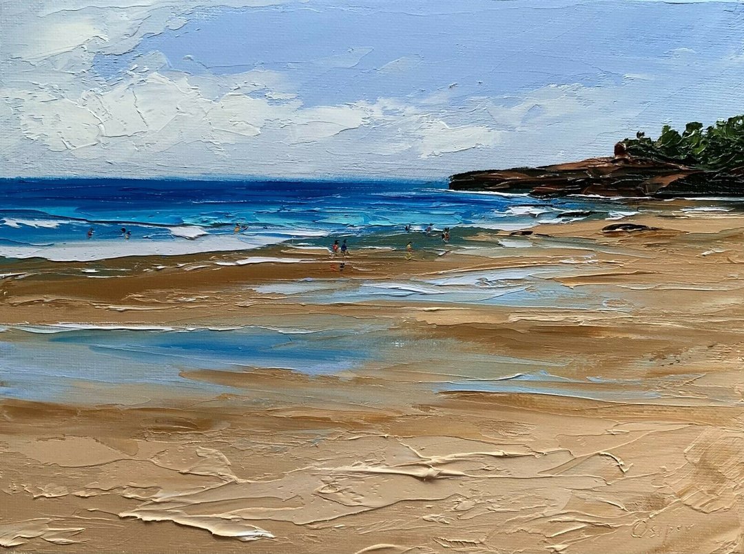 Original Nautical Artwork Oil Seascape On Canvas Beach Ocean Painting Impasto - 墙贴/壁贴 - 棉 多色