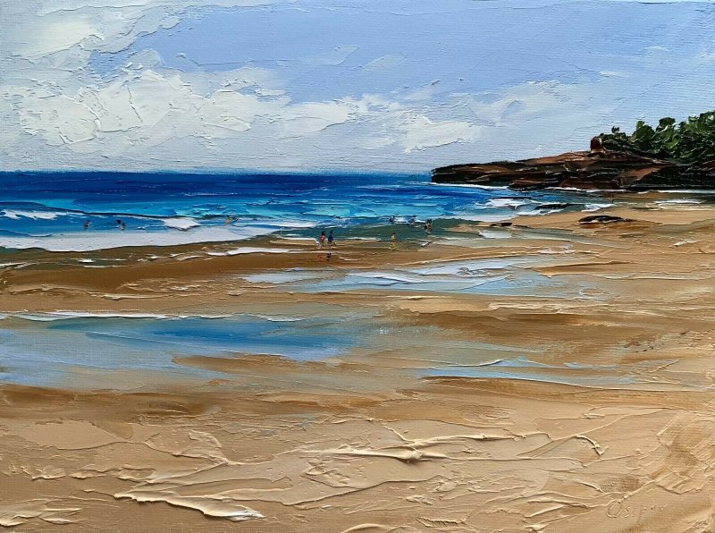 Original Nautical Artwork Oil Seascape On Canvas Beach Ocean Painting Impasto - 墙贴/壁贴 - 棉 多色