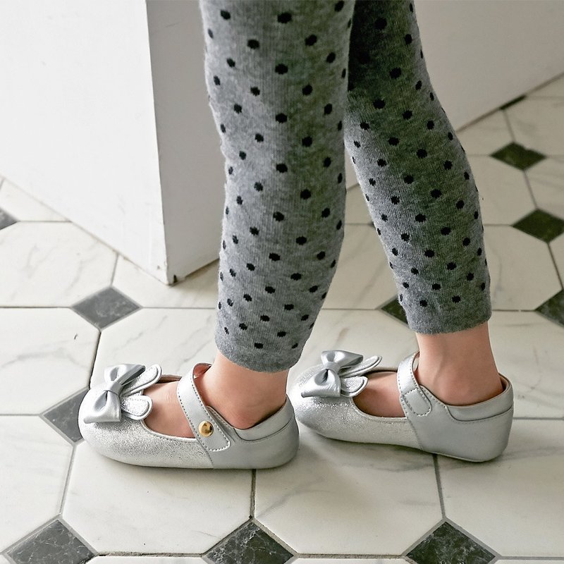 台湾手工制造 兔子跳跳寳寳鞋 学步鞋 娃娃鞋 零码特价-银色 - 童装鞋 - 真皮 银色