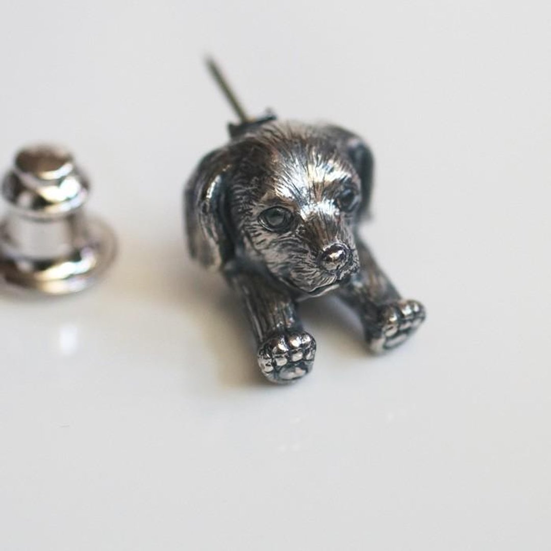Dachshund dog pin brooch - 胸针 - 纯银 银色