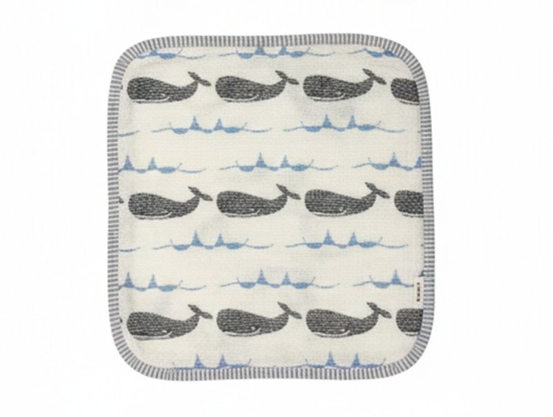 【日本fuwara六重纱手帕】鲸鱼手帕 - 手帕/方巾 - 棉．麻 白色