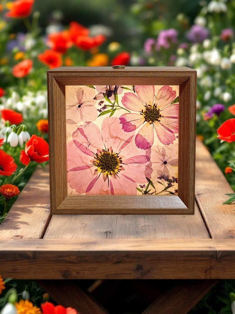 手作押花LED小夜灯 | 文创小夜灯 l 花瓣光影小夜灯 - 灯具/灯饰 - 木头 粉红色