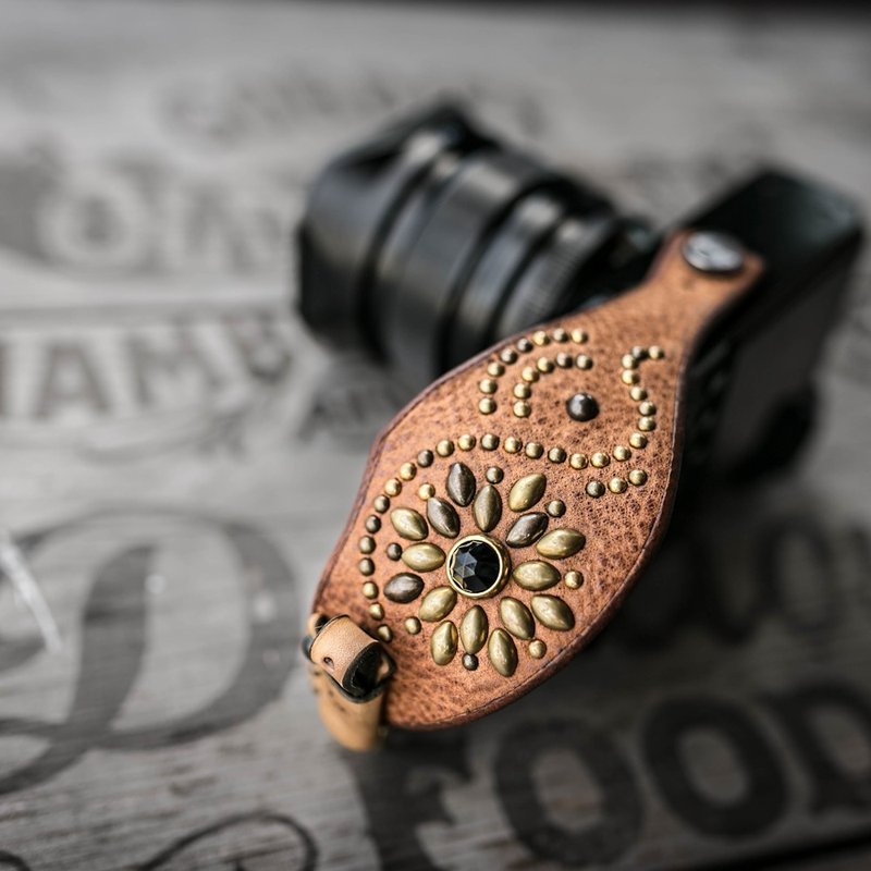 没有照相机吊带/手吊带镜子的照相机式样-tan - 相机背带/脚架 - 真皮 咖啡色