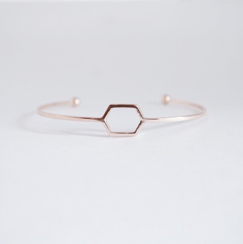 几何六角玫瑰金色不锈钢手镯 - 手链/手环 - 纸 金色