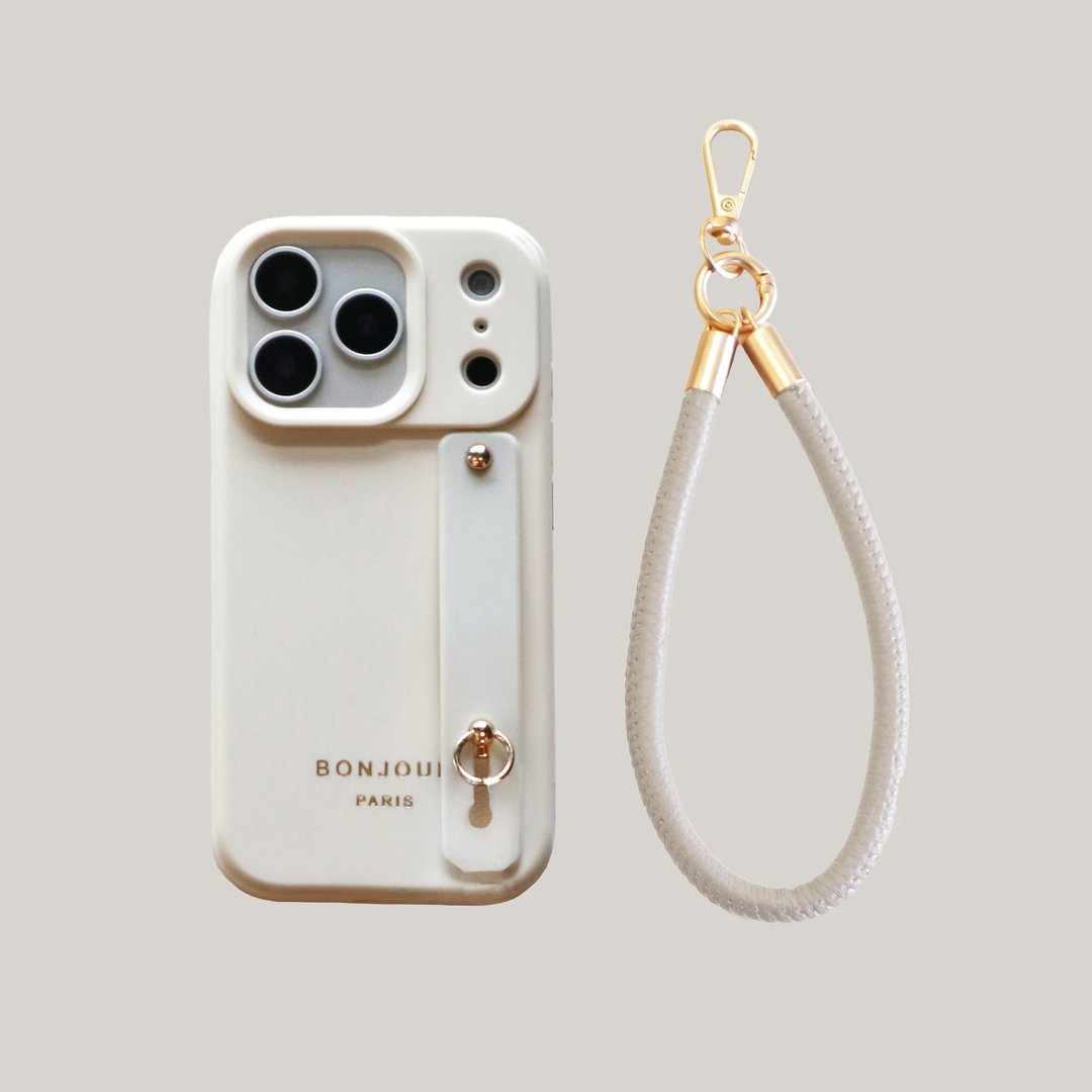 RICHE | (壳 + 挂绳) iPhone18Pro/17Pro 法式纯色燕麦白手带手机壳 - 手机壳/手机套 - 塑料 白色