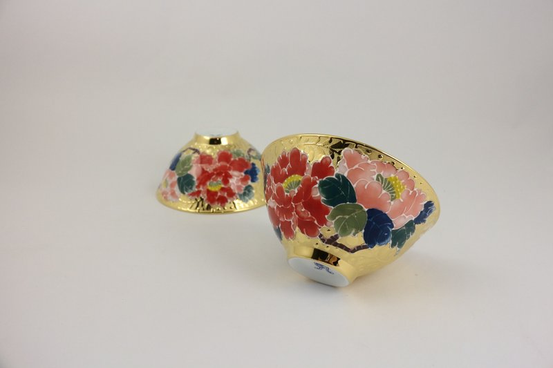 纯手绘茶杯-全鎏金牡丹对杯(大饮杯)-红花 - 其他杯子 - 瓷 红色