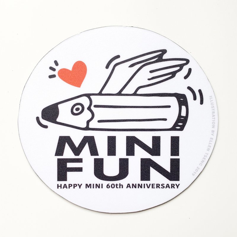 磁铁车贴- 迷你乐趣(圆款黑) | 独家设计Mini汽车60周年纪念系列 - 冰箱贴/磁贴 - 防水材质 卡其色