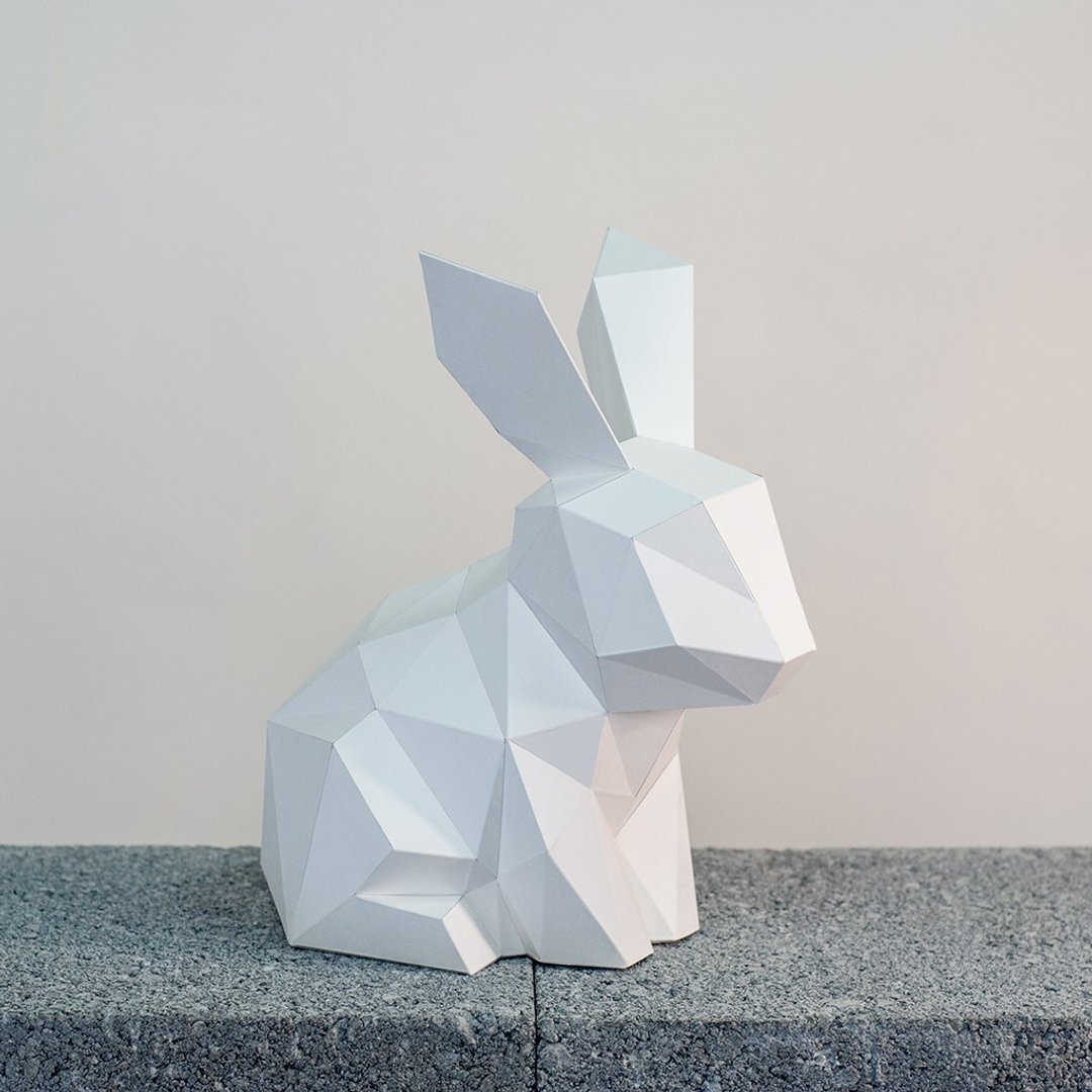 DIY手作3D纸模型摆饰 小动物系列 -小兔子 (4色可选) - 玩偶/公仔 - 纸 白色