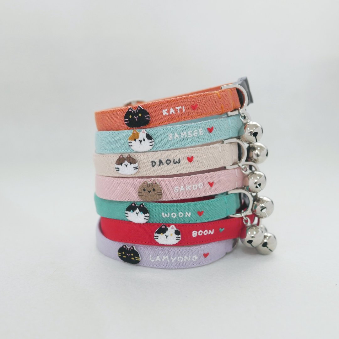 Tone series - Cat Face Breakaway Cat collar - 项圈/牵绳 - 棉．麻 