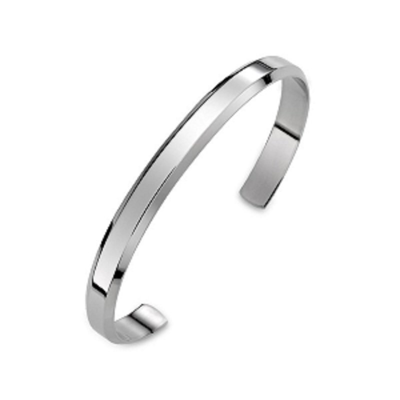 ::免费刻字:: 恋人絮语素面 西德钢手环 男款 - 手链/手环 - 不锈钢 银色