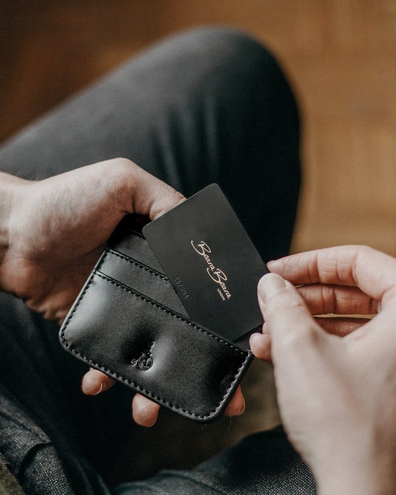 ERIN 黑色 小巧牛皮卡片包/卡夹 - 名片夹/名片盒 - 真皮 黑色