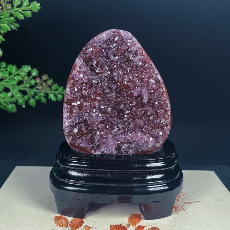 天然紫水晶原石洞簇摆件 枣紫色水晶标本 家居装饰 助势转运消磁 - 摆饰 - 水晶 紫色