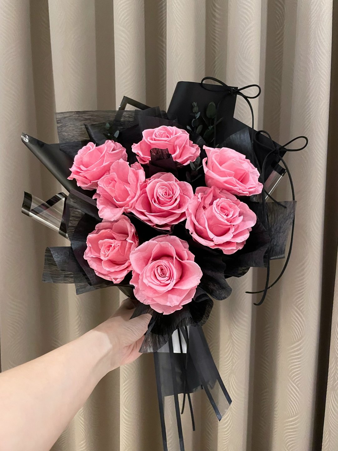 暗夜浪漫永生花束 情人节花束 母亲节花束 毕业花束 求婚花束 - 干燥花/捧花 - 植物．花 黑色