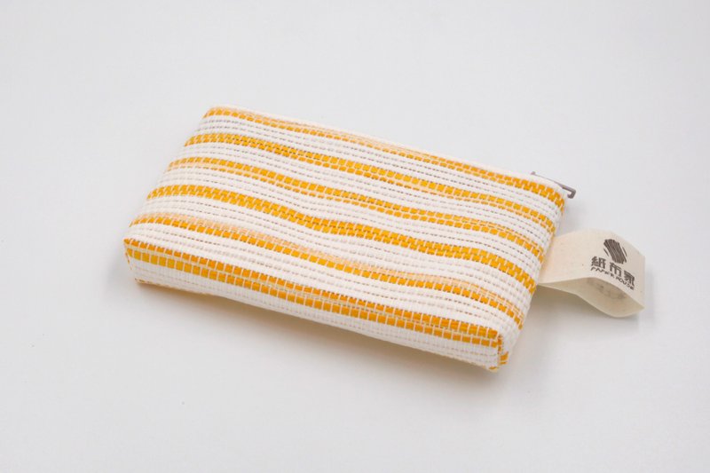 【纸布家】零钱包 黄白条纹 纸线编织 - 零钱包 - 纸 黄色