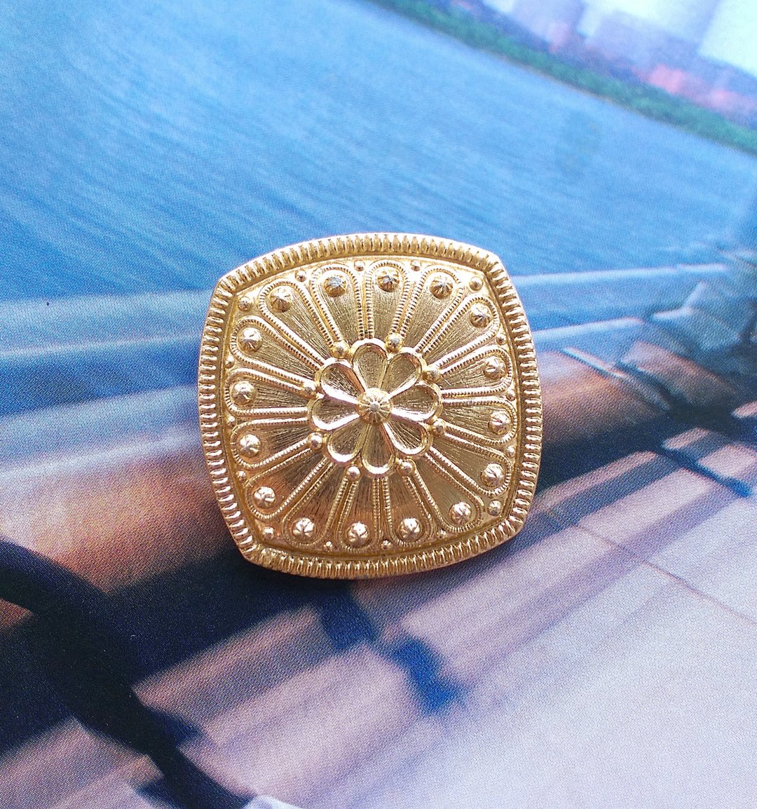 【西洋古董饰品】 西德制 金色调 典雅 围巾夹 丝巾扣 丝巾夹 - 其他 - 其他金属 金色