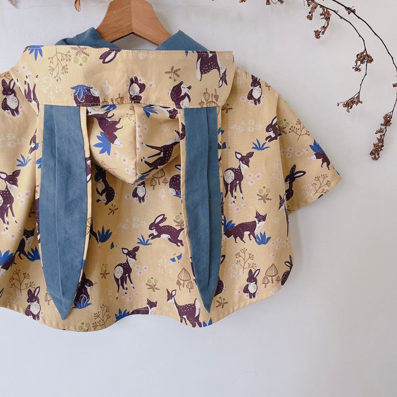 岛森家  / 斗篷 / 兔子芙芙的甜点食谱 / 榛果蓝霜冻卷 - 童装外套 - 棉．麻 黄色