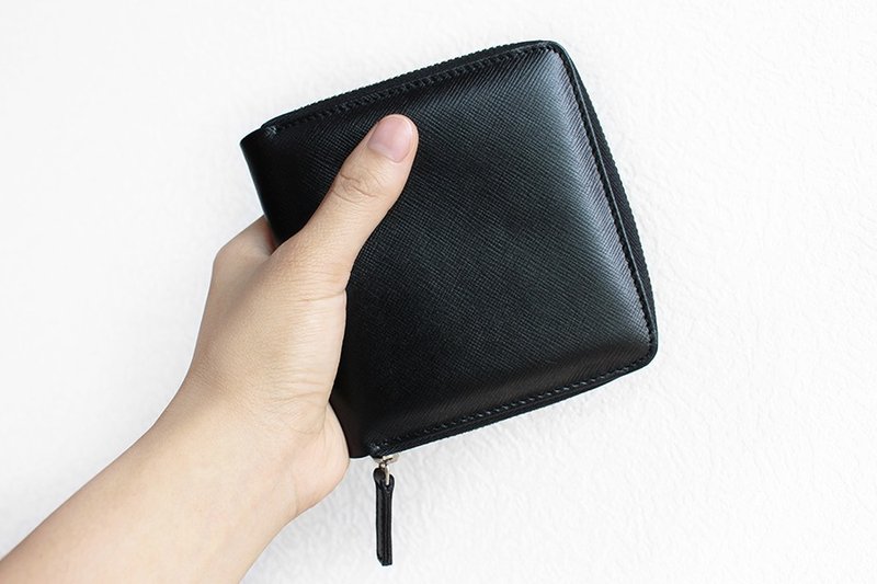 FULLGRAIN │经典十字纹 品味方夹 星空黑 - 皮夹/钱包 - 真皮 