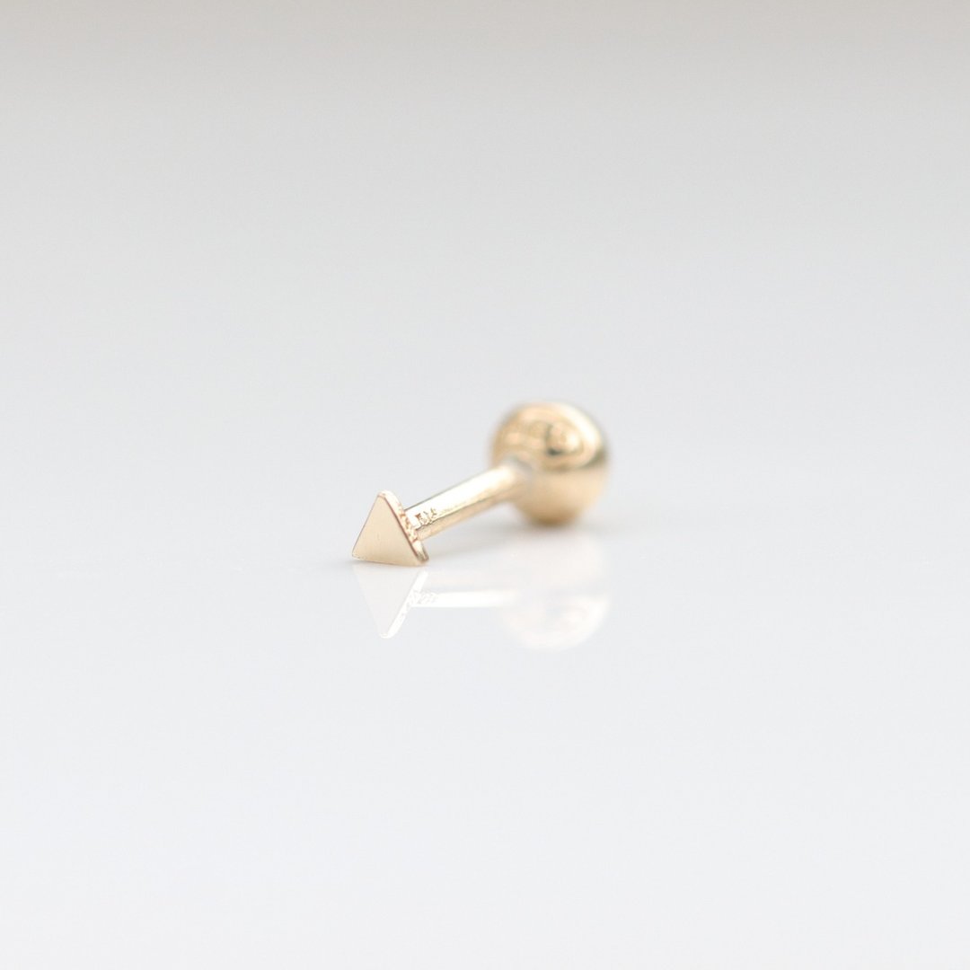 14K Gold Triangle Piercing 金三角耳环 ( 单个) - 耳环/耳夹 - 贵金属 金色