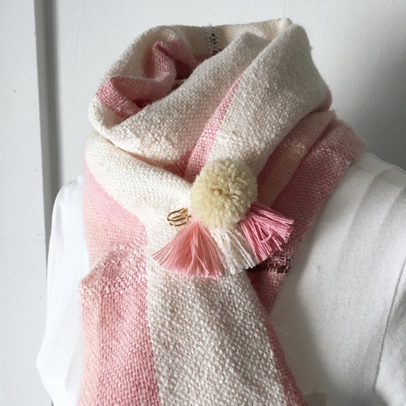 [Stall pin] Pink & White Mix "2" - 胸针 - 棉．麻 粉红色