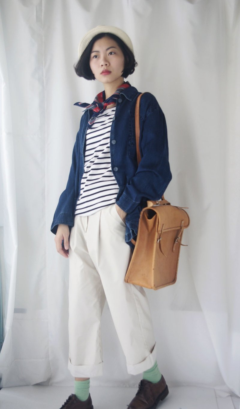 4.5studio-寻宝古着-工作风中性牛仔宽版外套 - 女装休闲/机能外套 - 棉．麻 蓝色