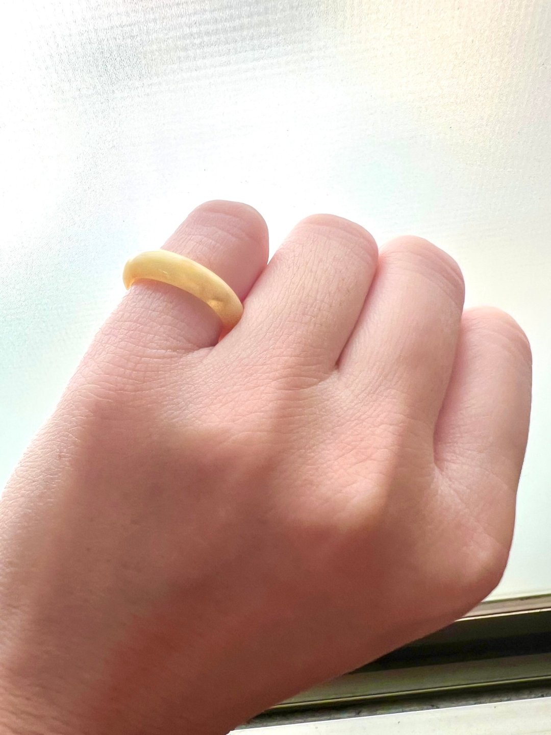 天然蜜蜡戒指尾戒/国际码9/安神/助眠/送礼 - 戒指 - 半宝石 黄色