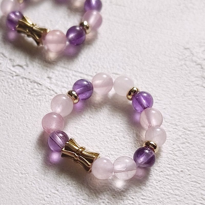 美因河畔天然晶石食指戒(粉晶.马粉.南非紫水晶)人际.桃花.舒缓. - 戒指 - 水晶 粉红色