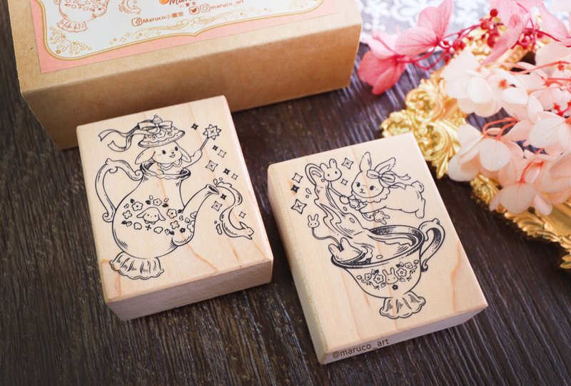 兔兔茶会-枫木印章2入组 - 印章/印台 - 木头 多色
