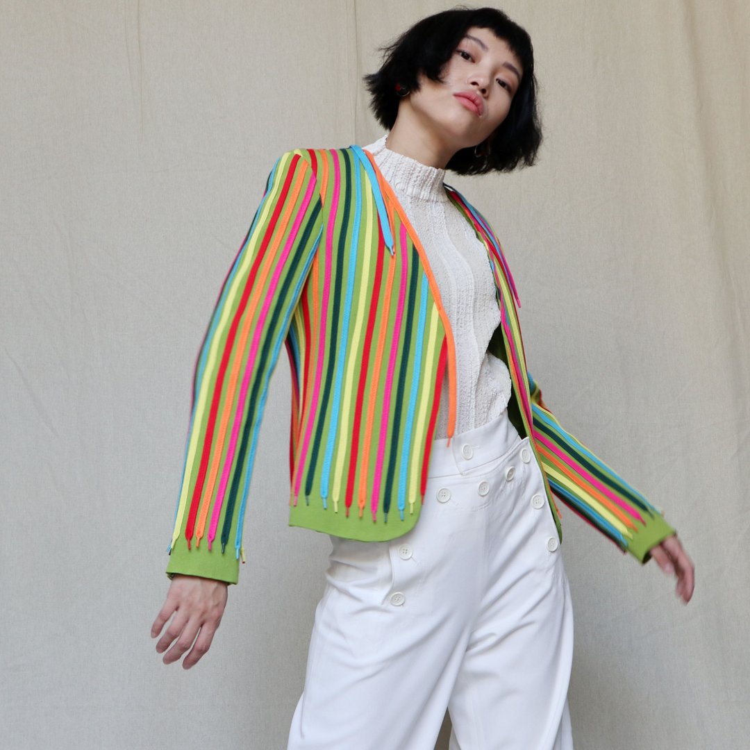 南瓜Vintage。古着 Moschino 恶趣味 彩色 鞋带 开襟 外套 - 女装休闲/机能外套 - 其他材质 