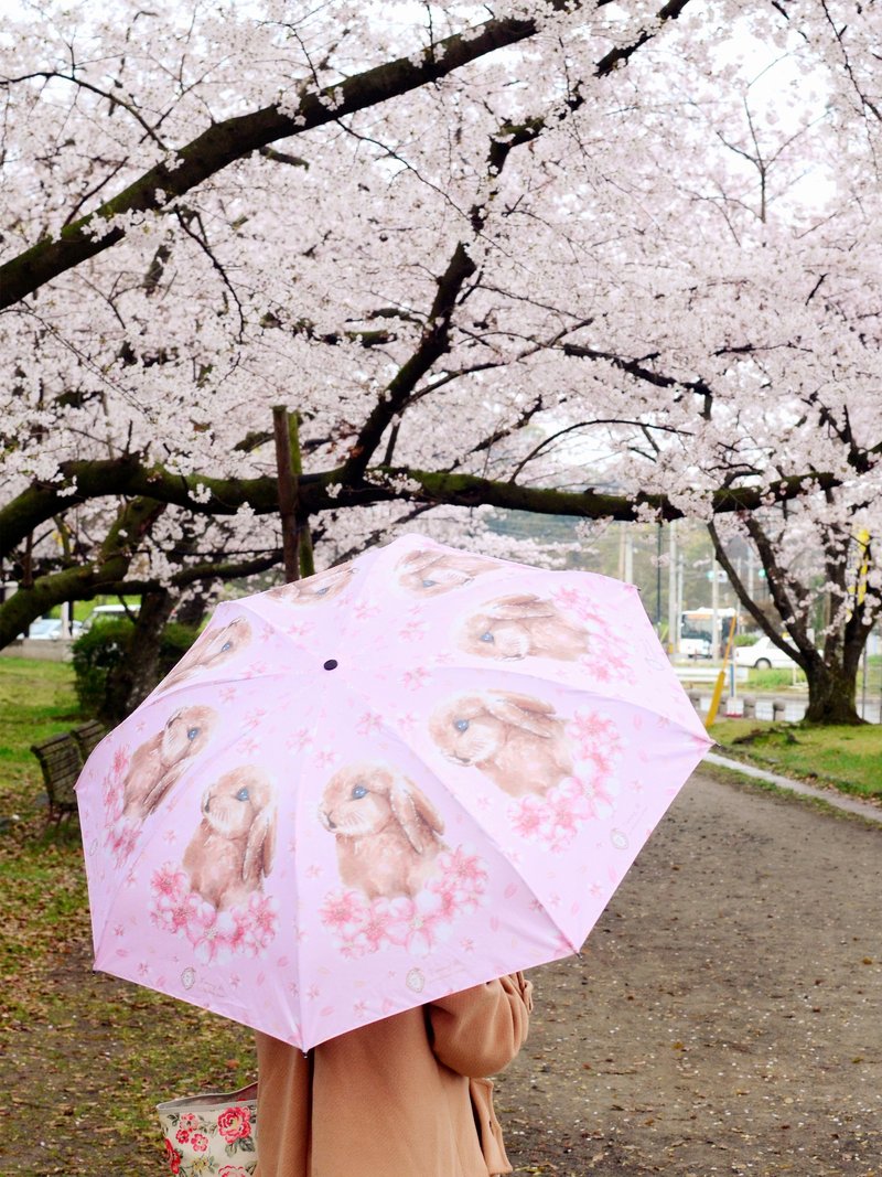 Sakura系列 / Sakura Bunny 防UV粉红樱花兔缩折叠伞 (含伞套) - 雨伞/雨衣 - 防水材质 粉红色