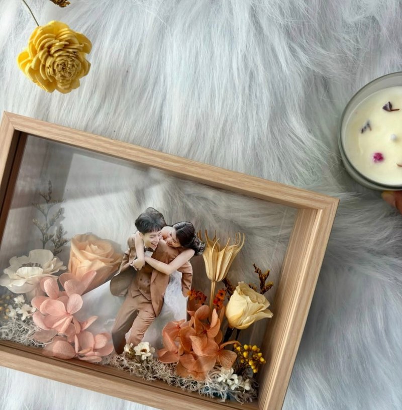 【永生花森林相框】纪念礼物/送礼/婚布 - 画框/相框 - 木头 