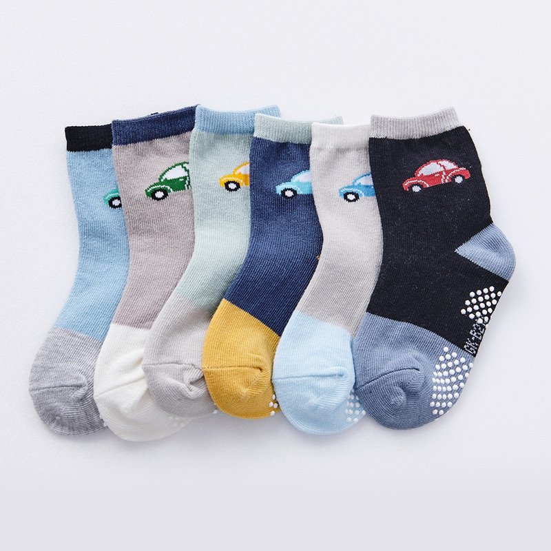 【ONEDER】止滑儿童短袜3双组 幼童短袜(颜色随机)-汽车 - 袜子 - 其他材质 