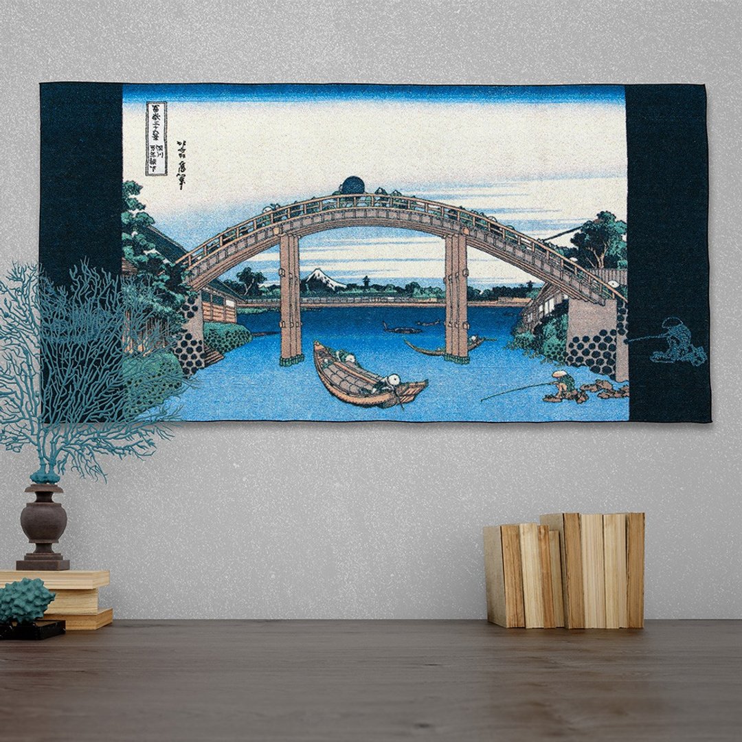日本丸真│北斋今治典藏挂毯 深川万年桥下 - 摆饰 - 棉 多色