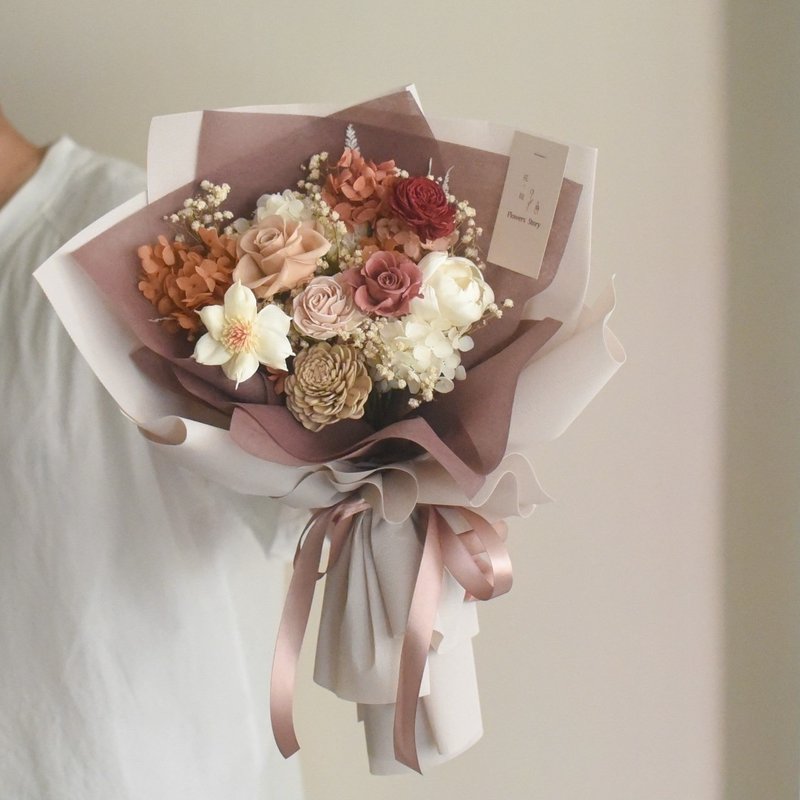 /暖色系莫兰迪花束/毕业花束 情人节花束 求婚花束 生日 捧花 - 干燥花/捧花 - 植物．花 粉红色