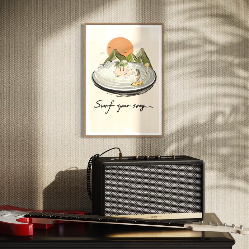 Surf your song 印刷画作 墙壁装饰 - 海报/装饰画/版画 - 纸 白色