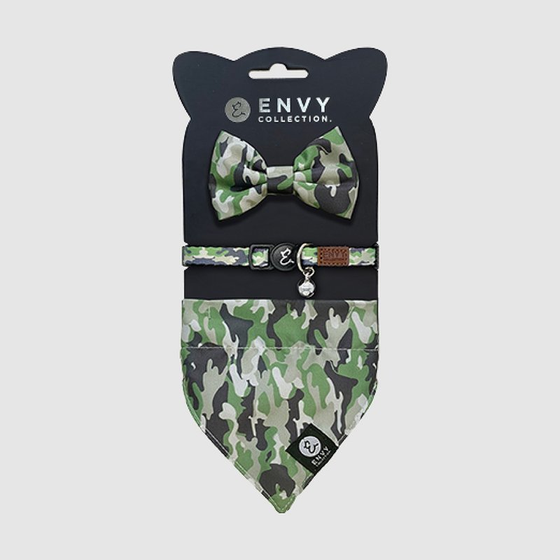ENVY COLLECTION 猫颈圈 迷彩疯奇幻三件组 调节式 领结 领巾 - 衣/帽 - 聚酯纤维 多色