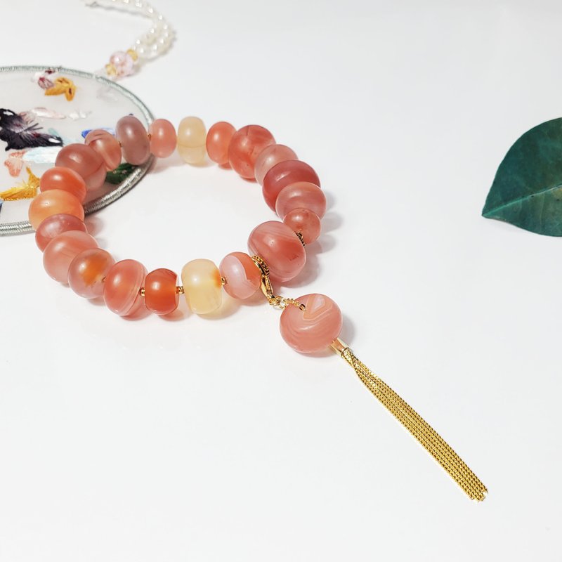 南红玛瑙 玉瓍 古钱 钱串 富贵 福气 吉祥 招财 手链 单品 礼物 - 手链/手环 - 宝石 红色