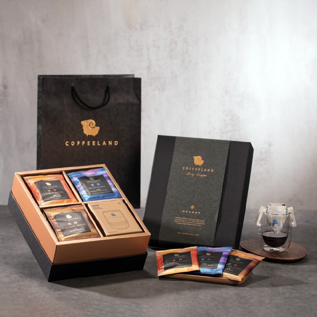 COFFEELAND | 精装礼盒-30入滤挂咖啡+杯-金典款(橘韵/焦糖/蓝调) - 咖啡 - 新鲜食材 蓝色
