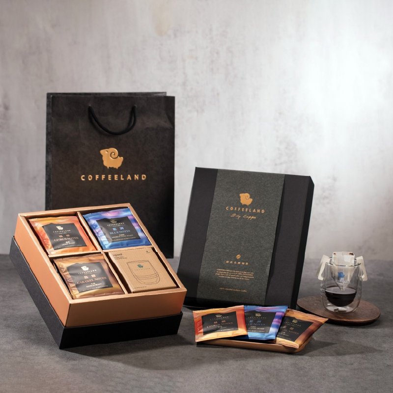 COFFEELAND | 精装礼盒-30入滤挂咖啡+杯-金典款(橘韵/焦糖/蓝调) - 咖啡 - 新鲜食材 蓝色