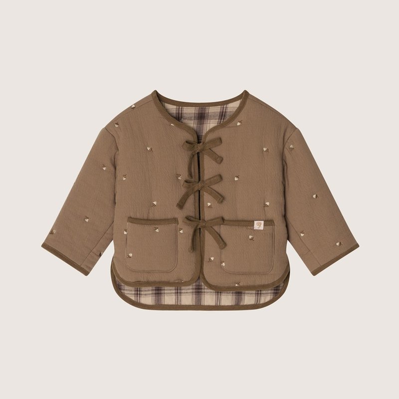 橡子绗缝夹克 - 童装外套 - 棉．麻 咖啡色