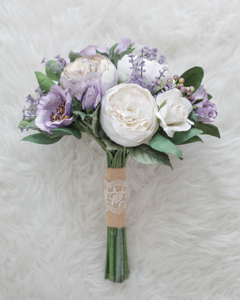 URSULA Perfect Love Paper Hand Tied Bridal Bouquet - 木工/竹艺/纸艺 - 纸 紫色