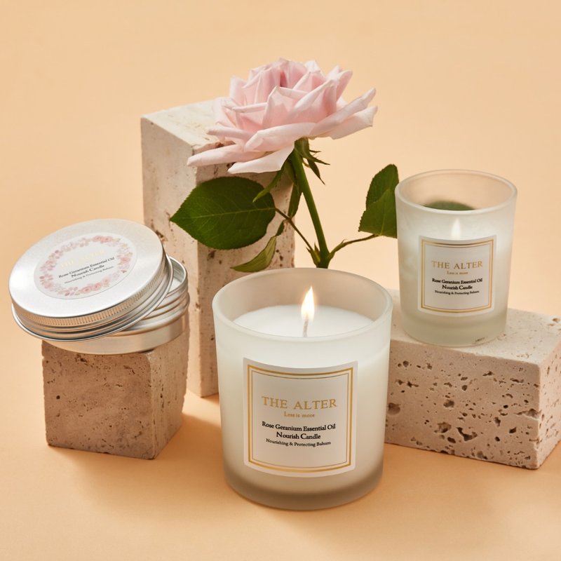 名垂竺帛 l 玫瑰天竺葵保养_固态精油 清新舒缓疗愈助眠_手工限量 - 蜡烛/烛台 - 玻璃 