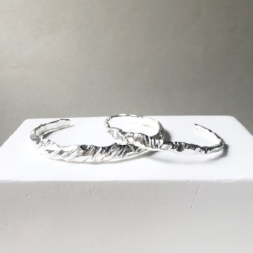 Mountain Bangle 风景系列 纯银手镯 情侣手环 - 手链/手环 - 其他金属 白色
