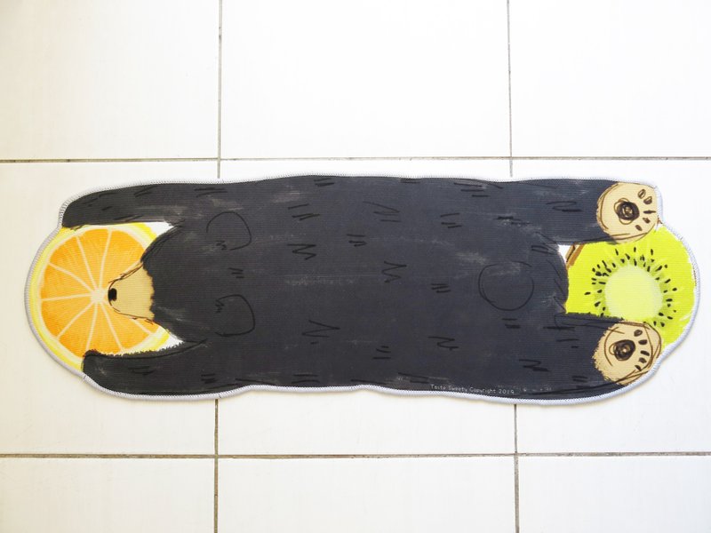 水果黑熊造型地垫(灰边/黑边款) - 地垫/地毯 - 聚酯纤维 黑色