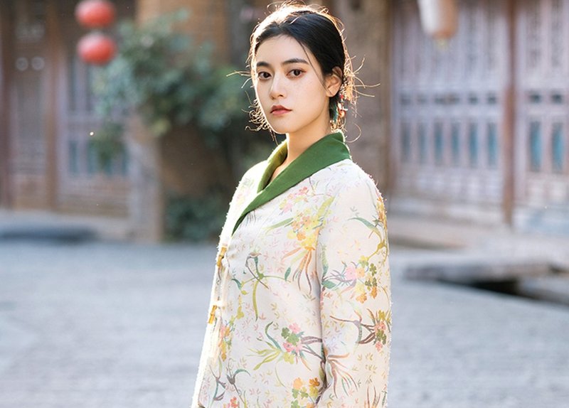 【邦锦梅朵】 新中式復古藏装 清幽刺绣外套/半身裙 - 洋装/连衣裙 - 其他材质 绿色