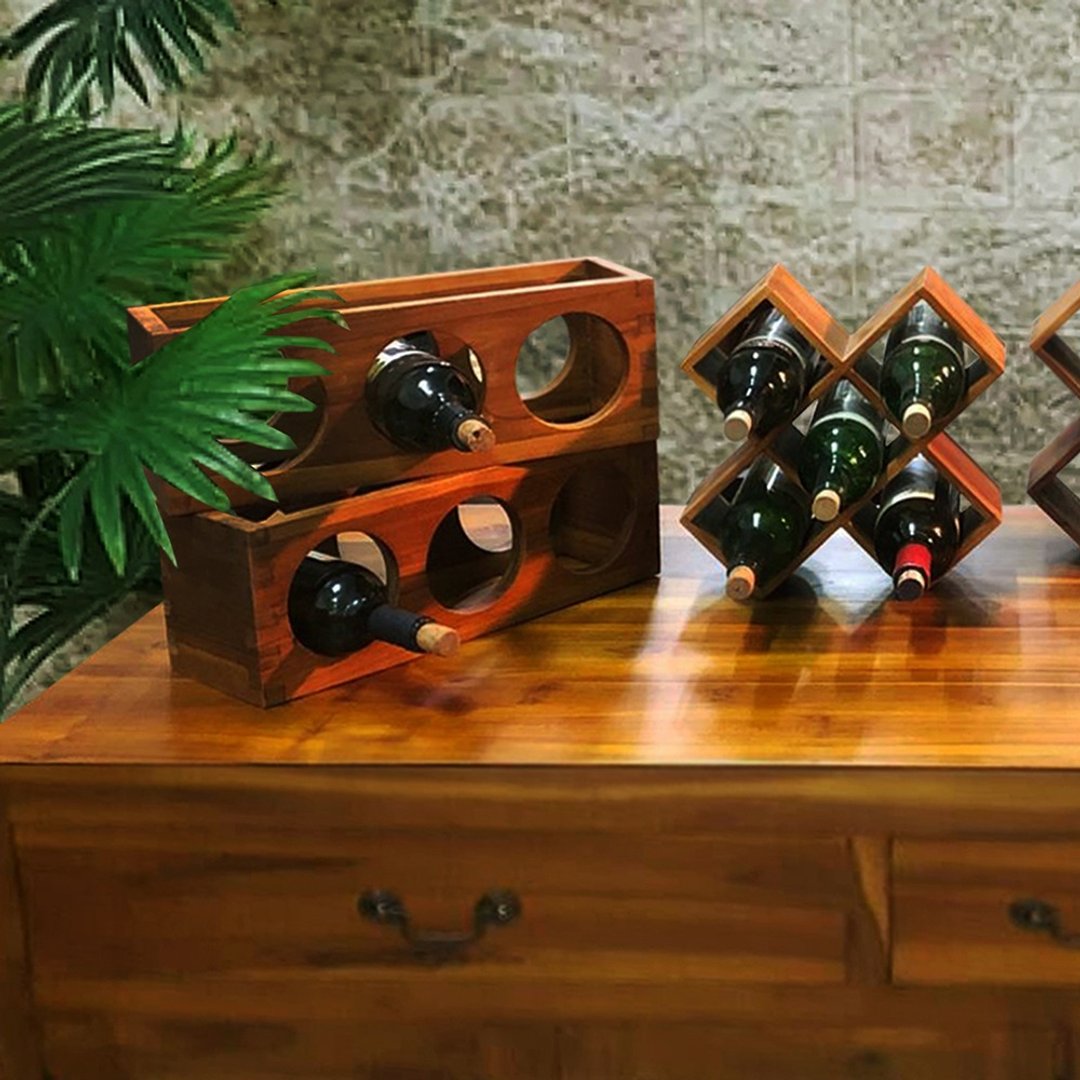 【吉迪市100%全柚木家具】LT-091A 柚木造型酒瓶架 洋酒架 红酒架 - 置物架/篮子 - 木头 咖啡色