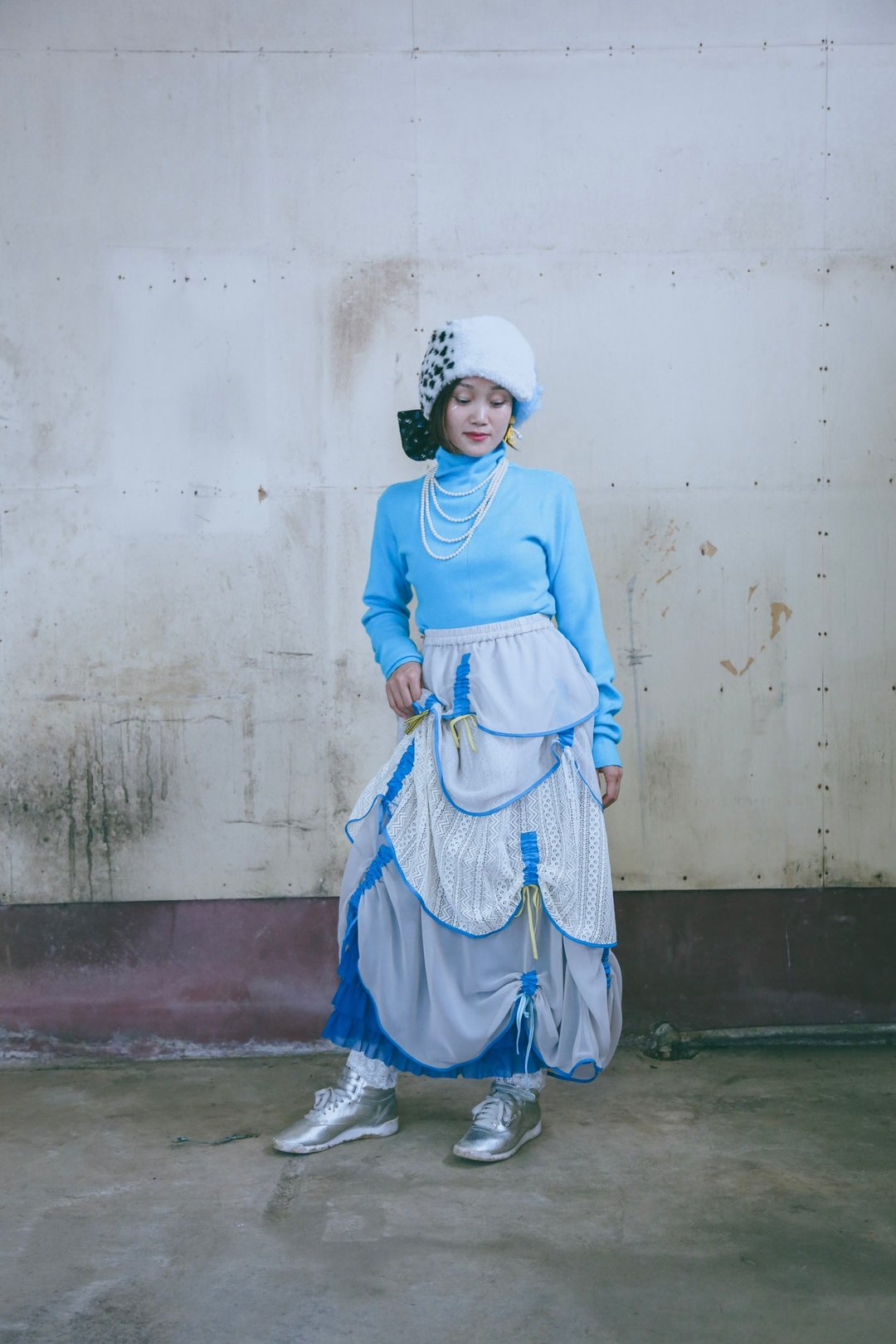美人鱼鳞片裙 - 蓝色 - - 裙子 - 聚酯纤维 灰色