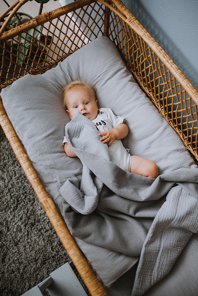 灰色平纹细布羽绒被和枕套 - 寝具 - 棉．麻 灰色