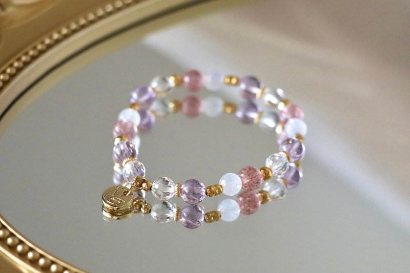 人际提升手链原矿设计 / 芭堤的舞鞋 - 草莓晶 - 紫水晶 - 月光石 - 手链/手环 - 水晶 粉红色